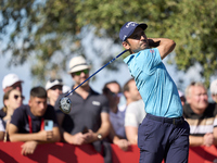 Fabrizio Zanotti of Paraguay tees off on the 15th hole on the third day of the Estrella Damm N.A. Andalucia Masters 2024 at Real Club de Gol...