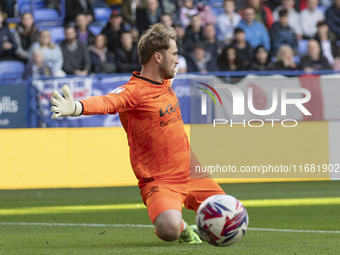 Harvey Isted #13 (GK) of Burton Albion F.C. makes a save during the Sky Bet League 1 match between Bolton Wanderers and Burton Albion at the...