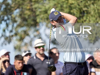 Bernd Wiesberger of Austria tees off on the 15th hole on the third day of the Estrella Damm N.A. Andalucia Masters 2024 at Real Club de Golf...