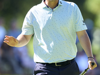 Bernd Wiesberger of Austria reacts on the 14th green on the third day of the Estrella Damm N.A. Andalucia Masters 2024 at Real Club de Golf...