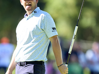 Bernd Wiesberger of Austria reacts on the 14th green on the third day of the Estrella Damm N.A. Andalucia Masters 2024 at Real Club de Golf...