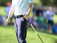 Bernd Wiesberger of Austria reacts on the 14th green on the third day of the Estrella Damm N.A. Andalucia Masters 2024 at Real Club de Golf...