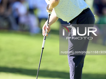 Bernd Wiesberger of Austria plays a shot on the 14th green on the third day of the Estrella Damm N.A. Andalucia Masters 2024 at Real Club de...