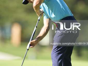 Fabrizio Zanotti of Paraguay plays a shot on the 14th green on the third day of the Estrella Damm N.A. Andalucia Masters 2024 at Real Club d...