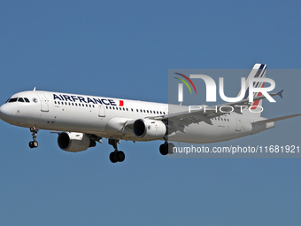 An Airbus A321-212 from Air France lands at Barcelona airport in Barcelona, Spain, on September 2, 2024. (