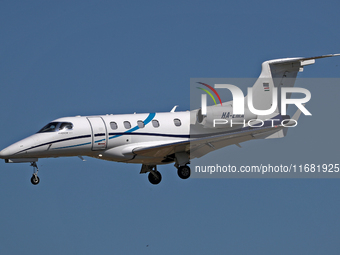 An Embraer Phenom 300 from a private company lands at Barcelona airport in Barcelona, Spain, on September 2, 2024. (