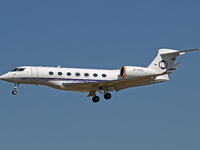 A Gulfstream G600 from Hampshire Aviation Company lands at Barcelona Airport in Barcelona, Spain, on September 2, 2024. (