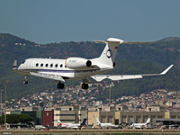 A Gulfstream G600 from Hampshire Aviation Company lands at Barcelona Airport in Barcelona, Spain, on September 2, 2024. (