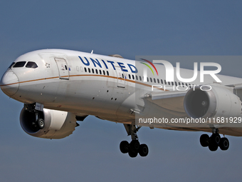 A Boeing 787-8 Dreamliner from United Airlines lands at Barcelona airport in Barcelona, Spain, on September 2, 2024. (