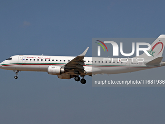 An Embraer E190AR from Royal Air Maroc lands at Barcelona airport in Barcelona, Spain, on September 2, 2024. (