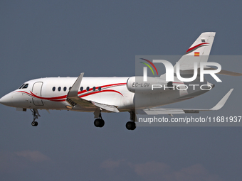 A Dassault Falcon 2000LX from Gestair company lands at Barcelona airport in Barcelona, Spain, on September 2, 2024. (