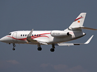 A Dassault Falcon 2000LX from Gestair company lands at Barcelona airport in Barcelona, Spain, on September 2, 2024. (