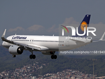 An Airbus A320-271N from Lufthansa lands at Barcelona airport in Barcelona, Spain, on September 2, 2024. (