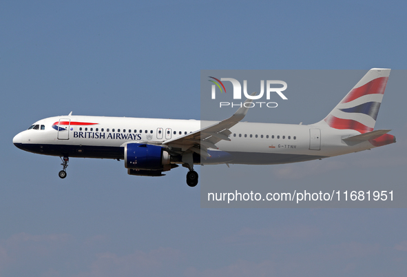 An Airbus A320-251N from British Airways lands at Barcelona airport in Barcelona, Spain, on September 2, 2024. 