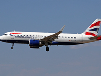 An Airbus A320-251N from British Airways lands at Barcelona airport in Barcelona, Spain, on September 2, 2024. (