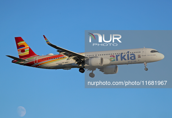 An Airbus A321-251NX from Arkia Israeli Airlines lands at Barcelona airport in Barcelona, Spain, on September 14, 2024. 