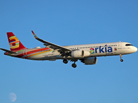 An Airbus A321-251NX from Arkia Israeli Airlines lands at Barcelona airport in Barcelona, Spain, on September 14, 2024. (