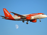 Airbus A19-111 from EasyJet lands at Barcelona airport in Barcelona, Spain, on September 14, 2024. (