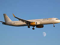 An Airbus A321-231 from Vueling lands at Barcelona airport in Barcelona, Spain, on September 14, 2024. (