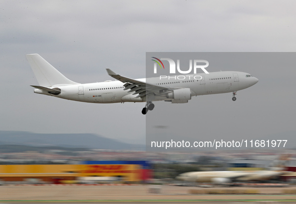 An Airbus A330-202 from LEVEL lands at Barcelona airport in Barcelona, Spain, on October 15, 2024. 