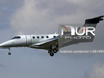 An Embraer Phenom 300 from a private company lands at the Barcelona airport in Barcelona, Spain, on September 20, 2022. (