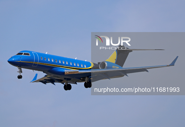 A Bombardier Global Express from a private company lands at Barcelona airport in Barcelona, Spain, on August 30, 2024. 