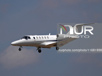 A Cessna 525A Citation CJ2 from Atlantic Air Solutions lands at Barcelona airport in Barcelona, Spain, on August 30, 2024. (