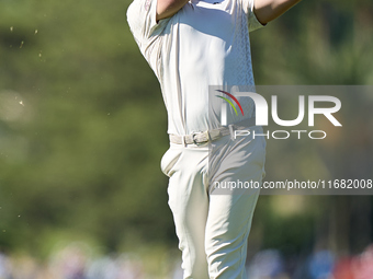 Niklas Norgaard of Denmark plays his second shot on the 14th hole on the third day of the Estrella Damm N.A. Andalucia Masters 2024 at Real...