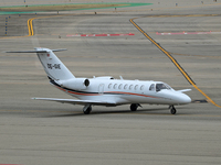 A Cessna 525B Citation CJ3 from Airlink company prepares for takeoff on the runway at Barcelona Airport in Barcelona, Spain, on October 15,...