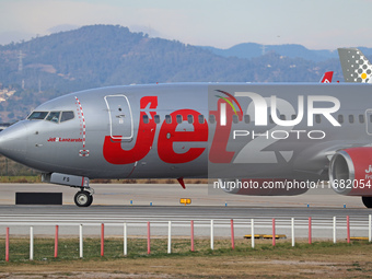 A Boeing 737-86N from Jet2 prepares for takeoff on the runway at Barcelona Airport in Barcelona, Spain, on January 11, 2024. (