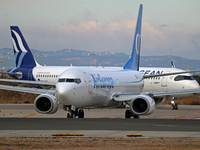 A Boeing 737-85P from Air Europa prepares for takeoff on the runway at Barcelona Airport in Barcelona, Spain, on January 11, 2024. (