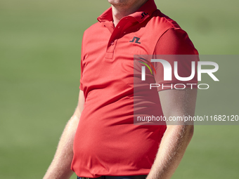 Matt Wallace of England reacts on the 15th hole on the third day of the Estrella Damm N.A. Andalucia Masters 2024 at Real Club de Golf Sotog...