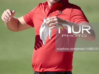 Matt Wallace of England reacts on the 15th hole on the third day of the Estrella Damm N.A. Andalucia Masters 2024 at Real Club de Golf Sotog...