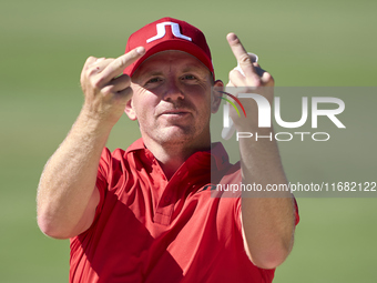 Matt Wallace of England reacts on the 15th hole on the third day of the Estrella Damm N.A. Andalucia Masters 2024 at Real Club de Golf Sotog...