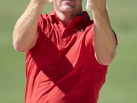 Matt Wallace of England reacts on the 15th hole on the third day of the Estrella Damm N.A. Andalucia Masters 2024 at Real Club de Golf Sotog...