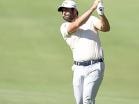 Adrian Otaegui of Spain plays his second shot on the 15th hole on the third day of the Estrella Damm N.A. Andalucia Masters 2024 at Real Clu...