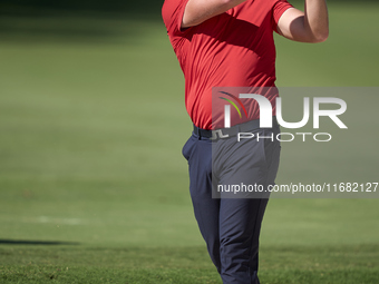 Matt Wallace of England plays his second shot on the 15th hole on the third day of the Estrella Damm N.A. Andalucia Masters 2024 at Real Clu...