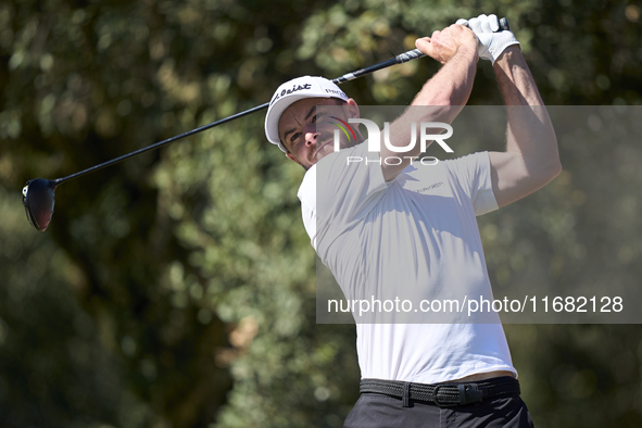 Laurie Canter of England tees off on the 15th hole on the third day of the Estrella Damm N.A. Andalucia Masters 2024 at Real Club de Golf So...