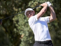 Laurie Canter of England tees off on the 15th hole on the third day of the Estrella Damm N.A. Andalucia Masters 2024 at Real Club de Golf So...