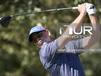 Paul Waring of England tees off on the 15th hole on the third day of the Estrella Damm N.A. Andalucia Masters 2024 at Real Club de Golf Soto...