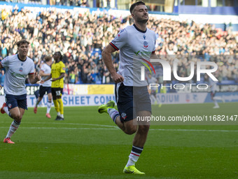 Aaron Collins #19 of Bolton Wanderers F.C. celebrates his goal during the Sky Bet League 1 match between Bolton Wanderers and Burton Albion...