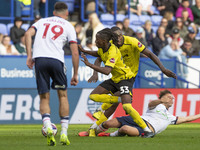 Dion Charles #10 of Bolton Wanderers F.C. is fouled by Kgagelo Chauke #33 of Burton Albion F.C. during the Sky Bet League 1 match between Bo...