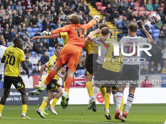 Harvey Isted #13 (GK) of Burton Albion F.C. makes a save during the Sky Bet League 1 match between Bolton Wanderers and Burton Albion at the...