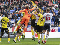 Harvey Isted #13 (GK) of Burton Albion F.C. makes a save during the Sky Bet League 1 match between Bolton Wanderers and Burton Albion at the...