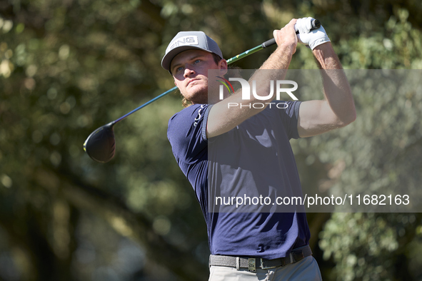 Freddy Schott of Germany tees off on the 15th hole on the third day of the Estrella Damm N.A. Andalucia Masters 2024 at Real Club de Golf So...