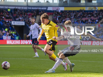 Szabolcs Schon #23 of Bolton Wanderers F.C. takes a shot at goal during the Sky Bet League 1 match between Bolton Wanderers and Burton Albio...