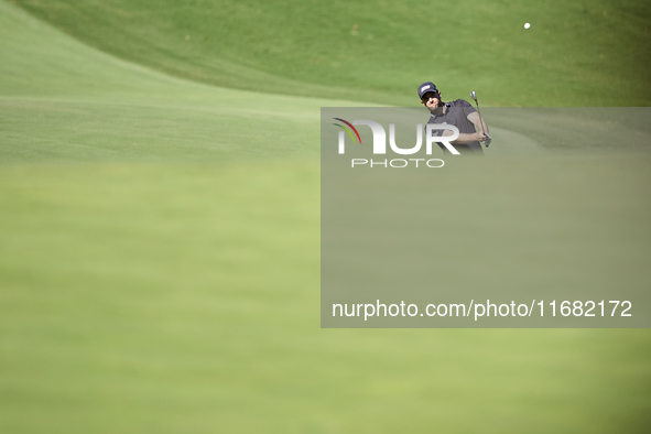 Marcel Schneider of Germany plays his third shot on the 14th hole on the third day of the Estrella Damm N.A. Andalucia Masters 2024 at Real...