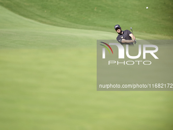 Marcel Schneider of Germany plays his third shot on the 14th hole on the third day of the Estrella Damm N.A. Andalucia Masters 2024 at Real...