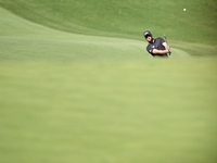 Marcel Schneider of Germany plays his third shot on the 14th hole on the third day of the Estrella Damm N.A. Andalucia Masters 2024 at Real...