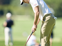 Rasmus Hojgaard of Denmark plays a shot on the 14th green on the third day of the Estrella Damm N.A. Andalucia Masters 2024 at Real Club de...